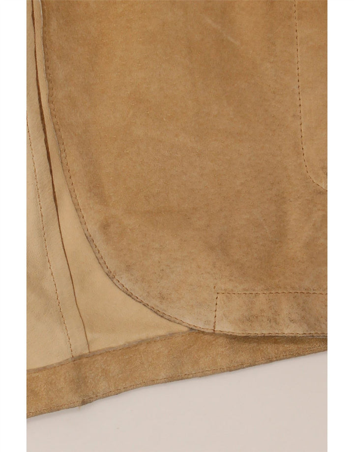 VINTAGE Mens 3 Button Suede Blazer Jacket UK 44 2XL Beige Leather