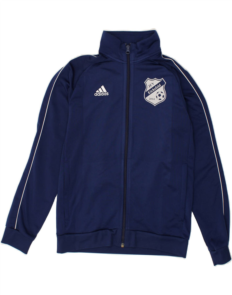 ADIDAS Boys Graphic Tracksuit Top Jacket 11-12 Years Navy Blue Polyester | Vintage Adidas | Thrift | Second-Hand Adidas | Used Clothing | Messina Hembry 