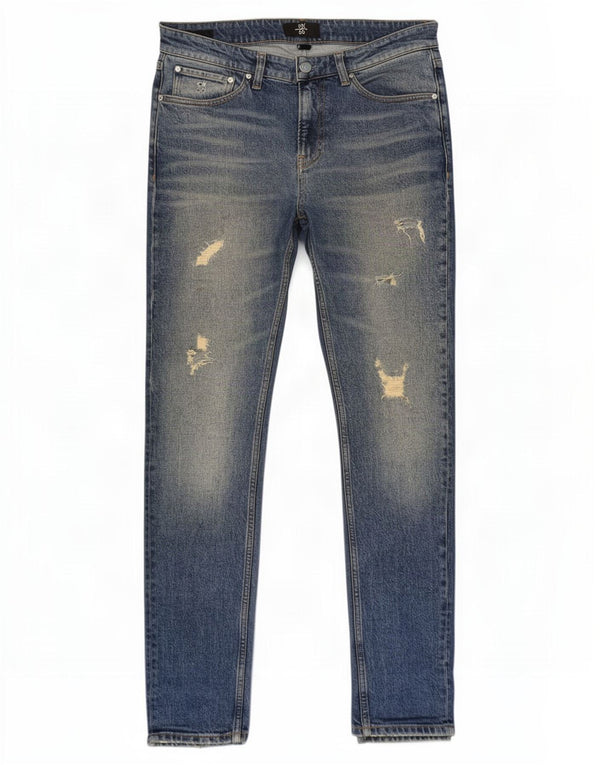Calvin Klein Mens Distressed Slim Jeans W32 L32 Blue Cotton