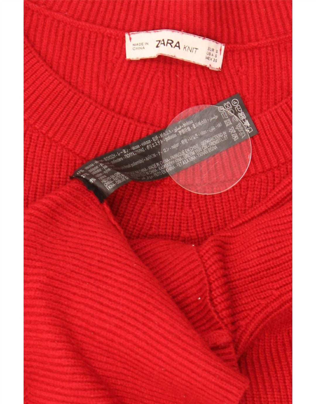 Zara Womens Oversized Crew Neck Jumper Sweater UK 10 Small Red Viscose