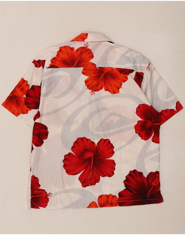 Quiksilver Mens Short Sleeve Shirt Large White Floral Polyester