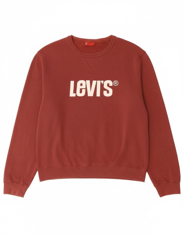 Levi's Mens Graphic Sweatshirt Jumper Large Maroon Cotton