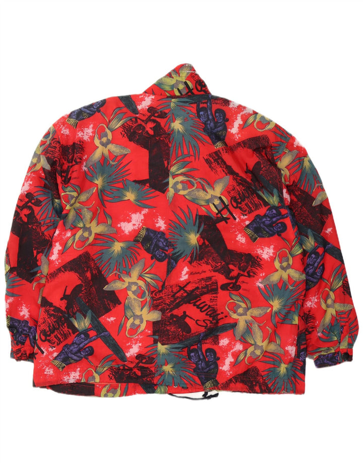 Gil Bret Womens Oversized Windbreaker Jacket UK 14 Large Red Floral