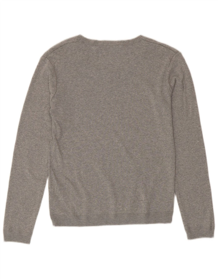 BENETTON Womens Boat Neck Jumper Sweater UK 10 Small Grey Cotton