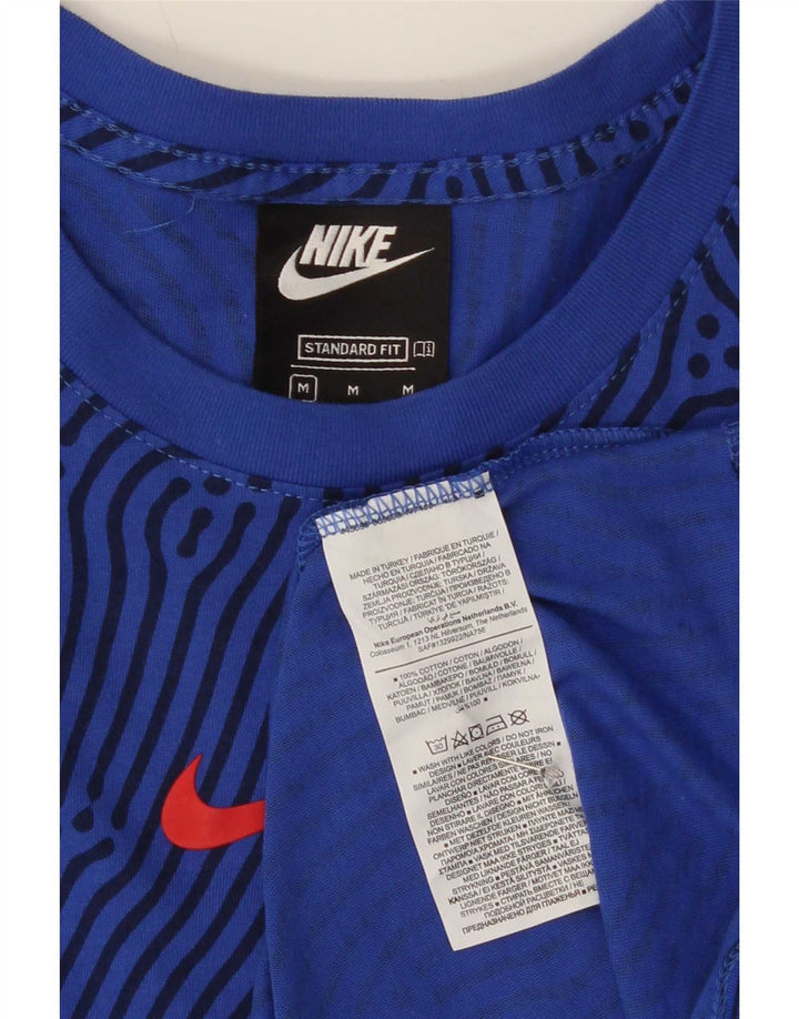 Nike Mens Standard Fit T-Shirt Top Medium Blue Geometric Cotton