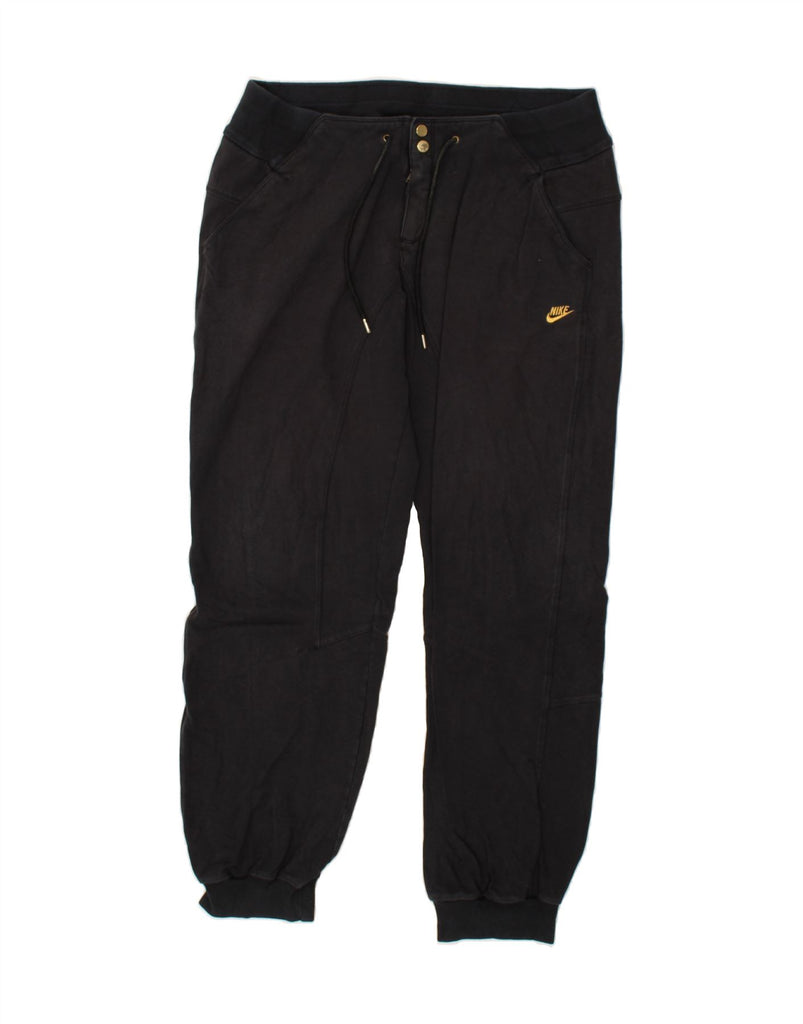 NIKE Womens Tracksuit Trousers Joggers UK 12/14 Large Black Cotton | Vintage Nike | Thrift | Second-Hand Nike | Used Clothing | Messina Hembry 