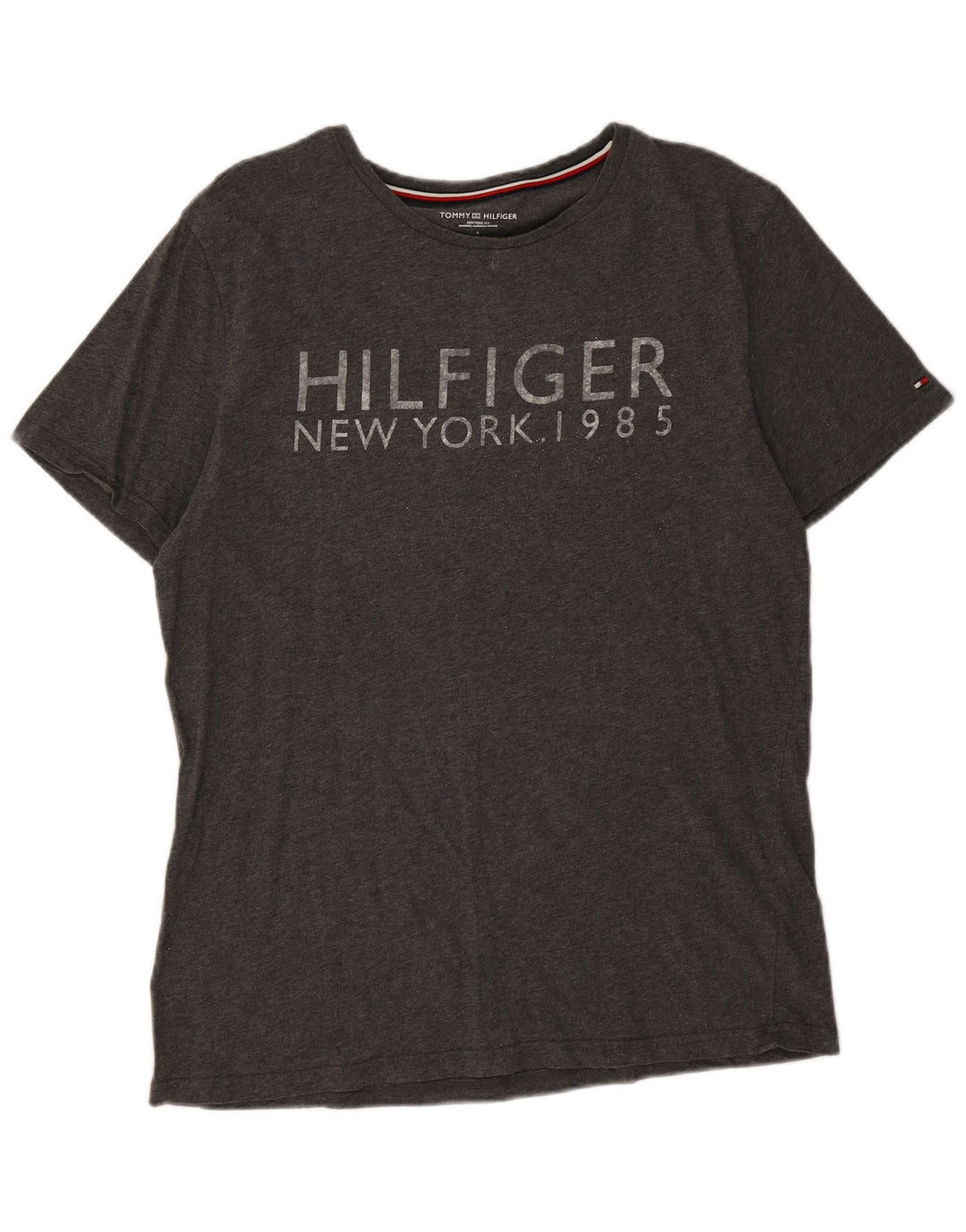 Tommy Hilfiger Mens Graphic T-Shirt Top Large Grey Cotton