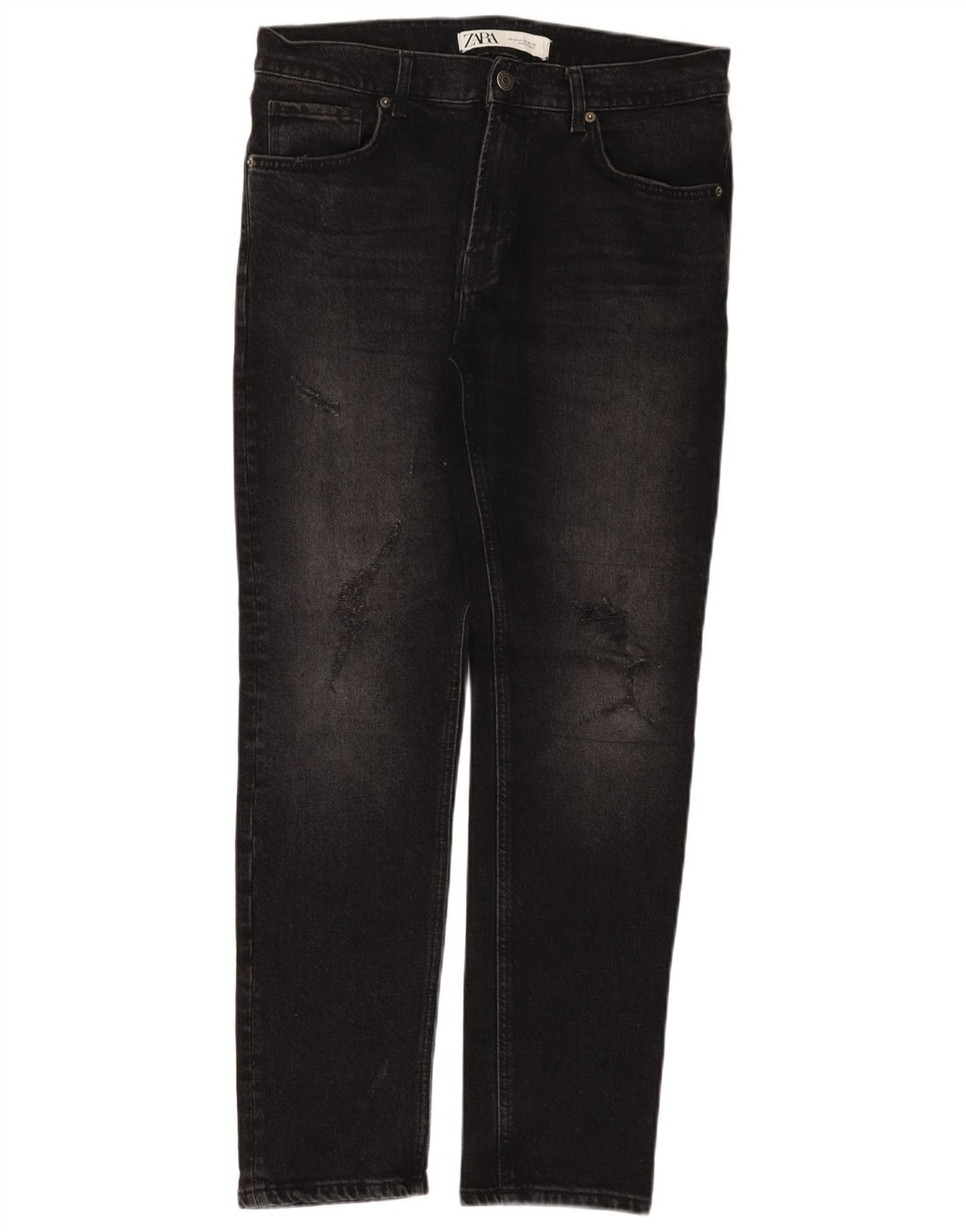 Zara Mens Slim Jeans EU 42 Large W32 L30 Black Cotton