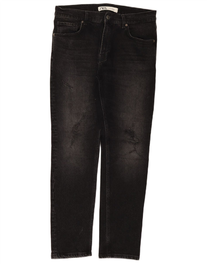 Zara Mens Slim Jeans EU 42 Large W32 L30 Black Cotton