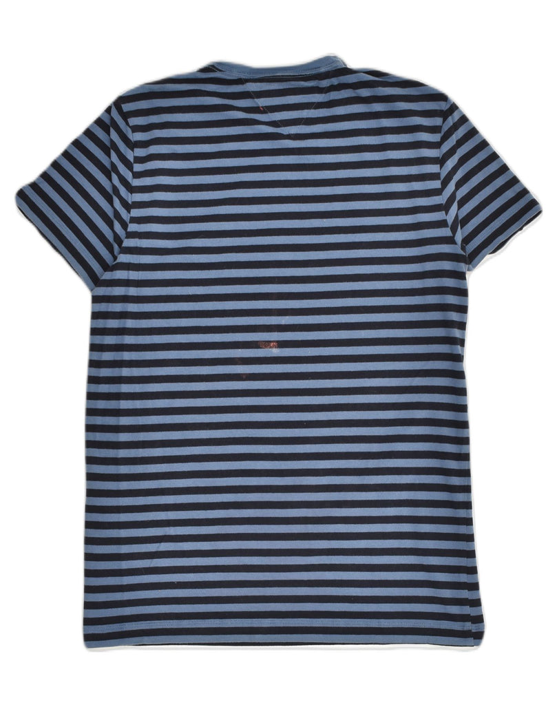 TOMMY HILFIGER Mens Slim Fit T-Shirt Top Medium Navy Blue Striped Cotton | Vintage Tommy Hilfiger | Thrift | Second-Hand Tommy Hilfiger | Used Clothing | Messina Hembry 