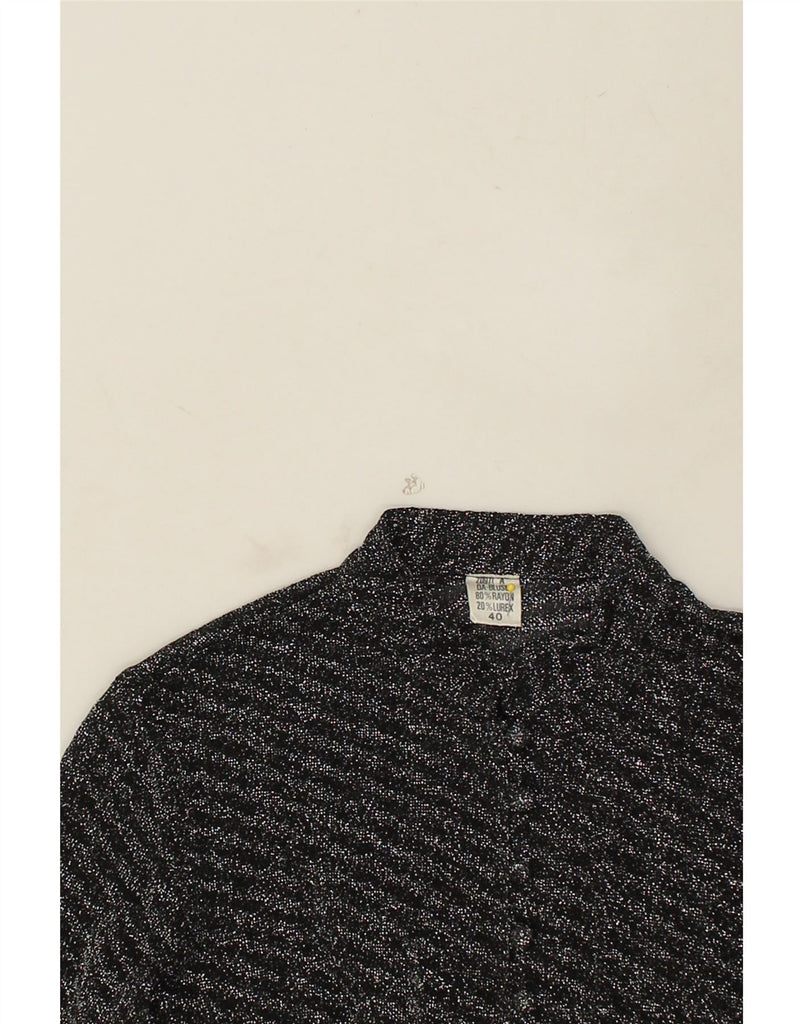 VINTAGE Womens Shirt Blouse EU 40 Medium Black Rayon | Vintage Vintage | Thrift | Second-Hand Vintage | Used Clothing | Messina Hembry 