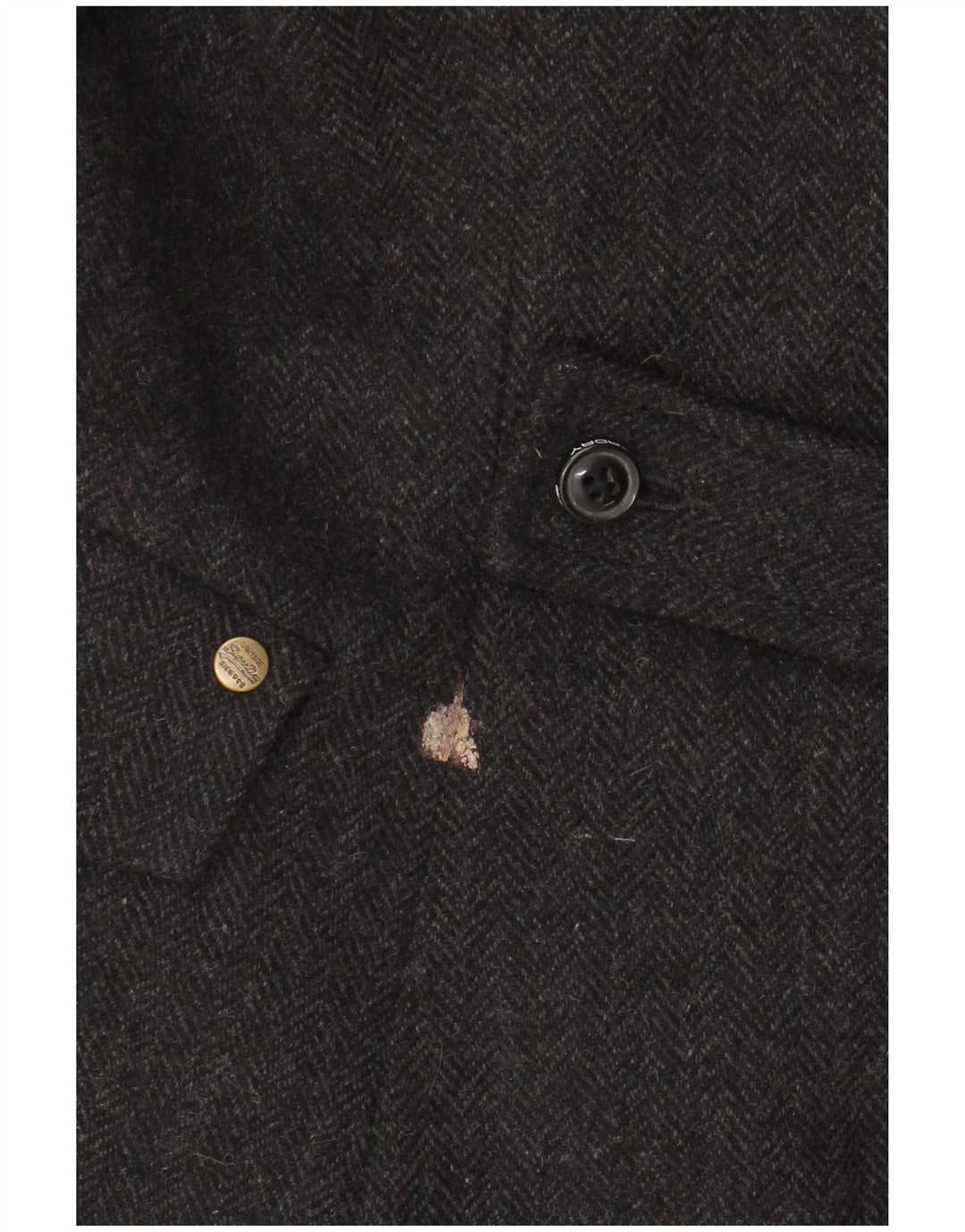 SUPERDRY Womens 2 Button Blazer Jacket UK 12 Medium Grey Herringbone Wool