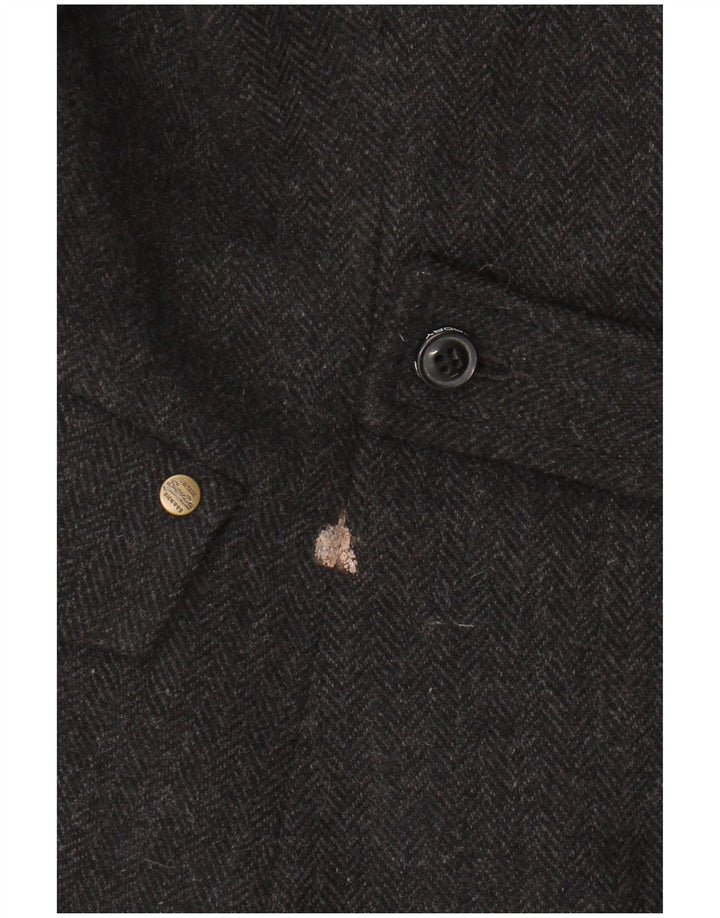 SUPERDRY Womens 2 Button Blazer Jacket UK 12 Medium Grey Herringbone Wool