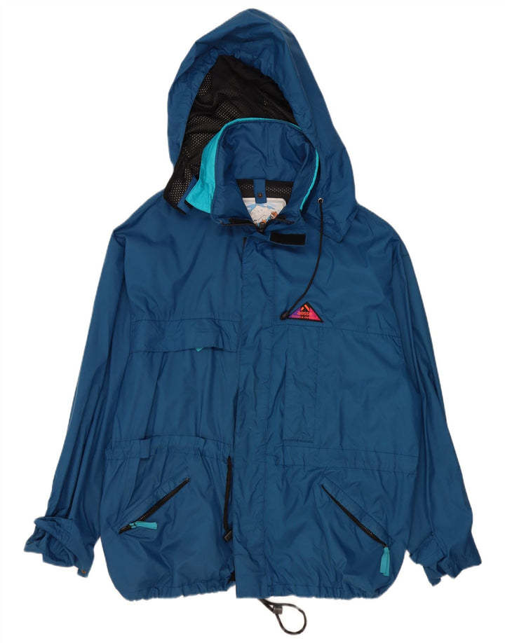 Aesse Mens Hooded Loose Fit Rain Jacket UK 40 Large Blue