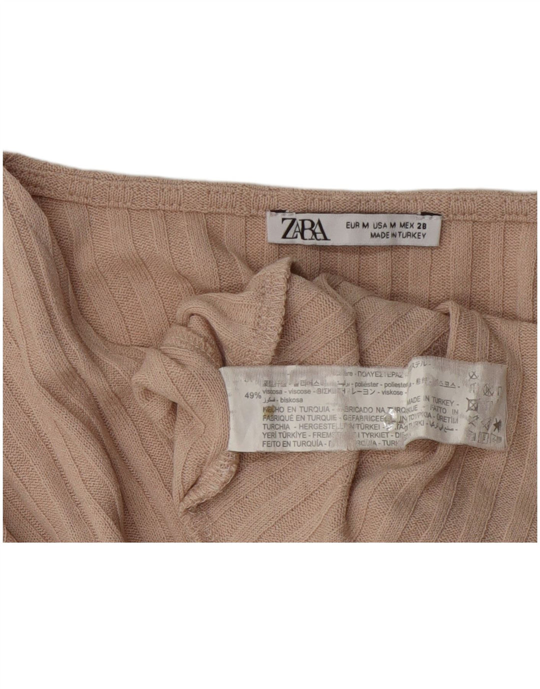 Zara Womens Crop Blouse Top UK 12 Medium Beige Polyester