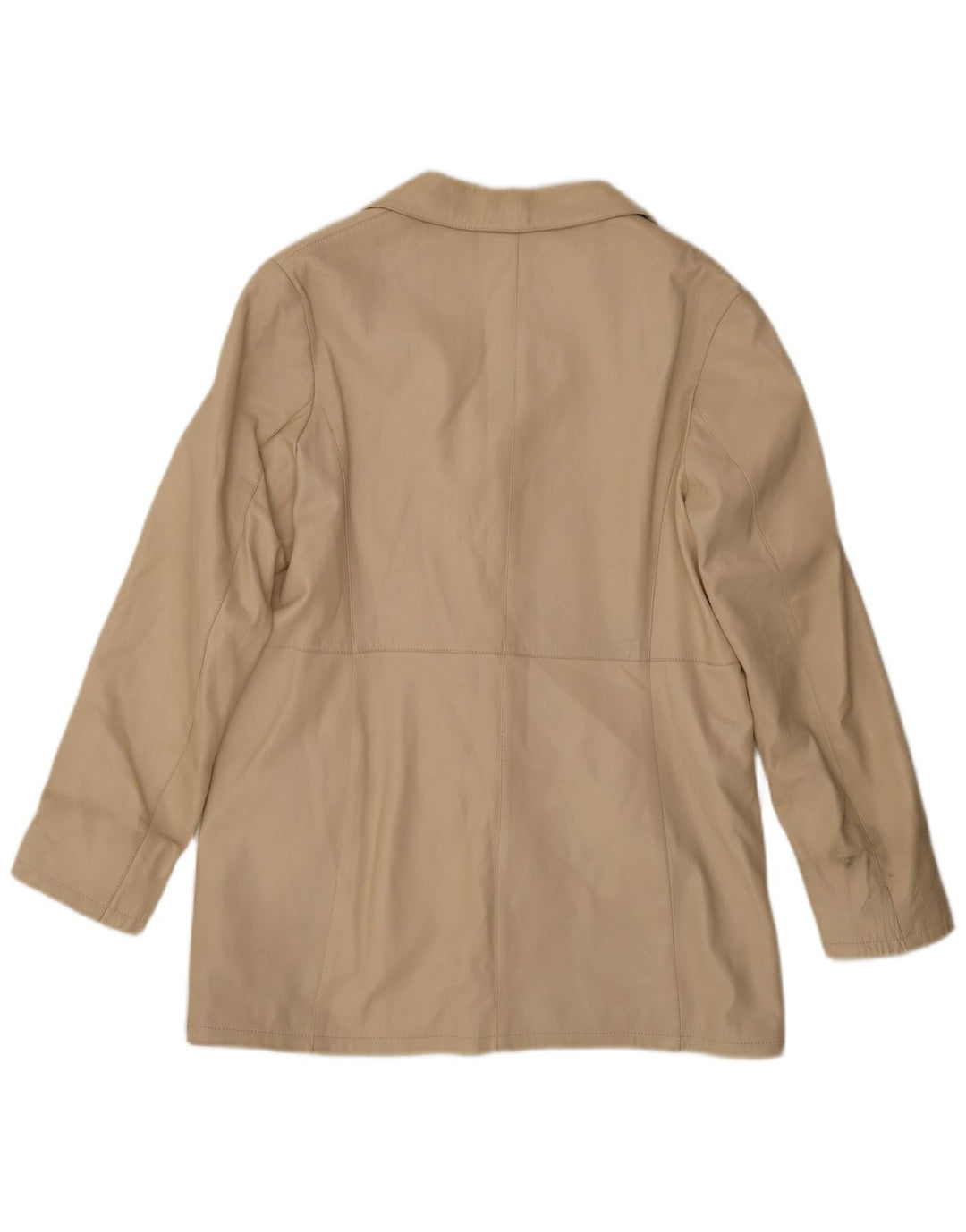 Vintage Womens 3 Button Leather Blazer Jacket IT 48 XL Beige Leather