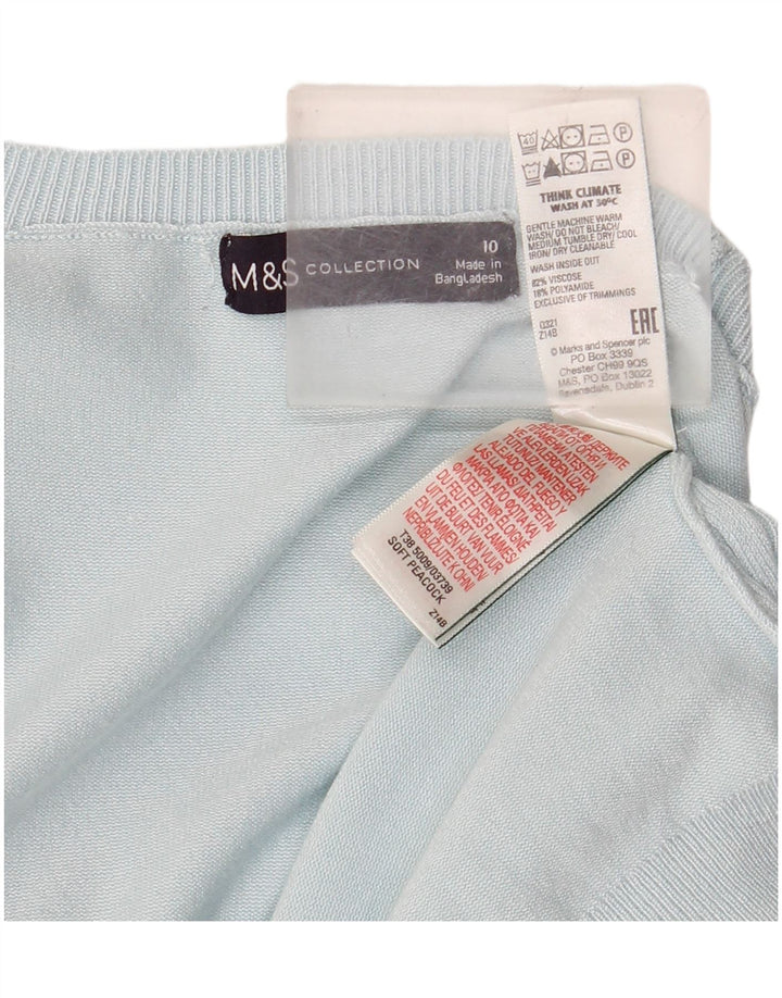 Marks & Spencer Womens Crop Crew Neck Jumper Sweater UK 10 Small Blue
