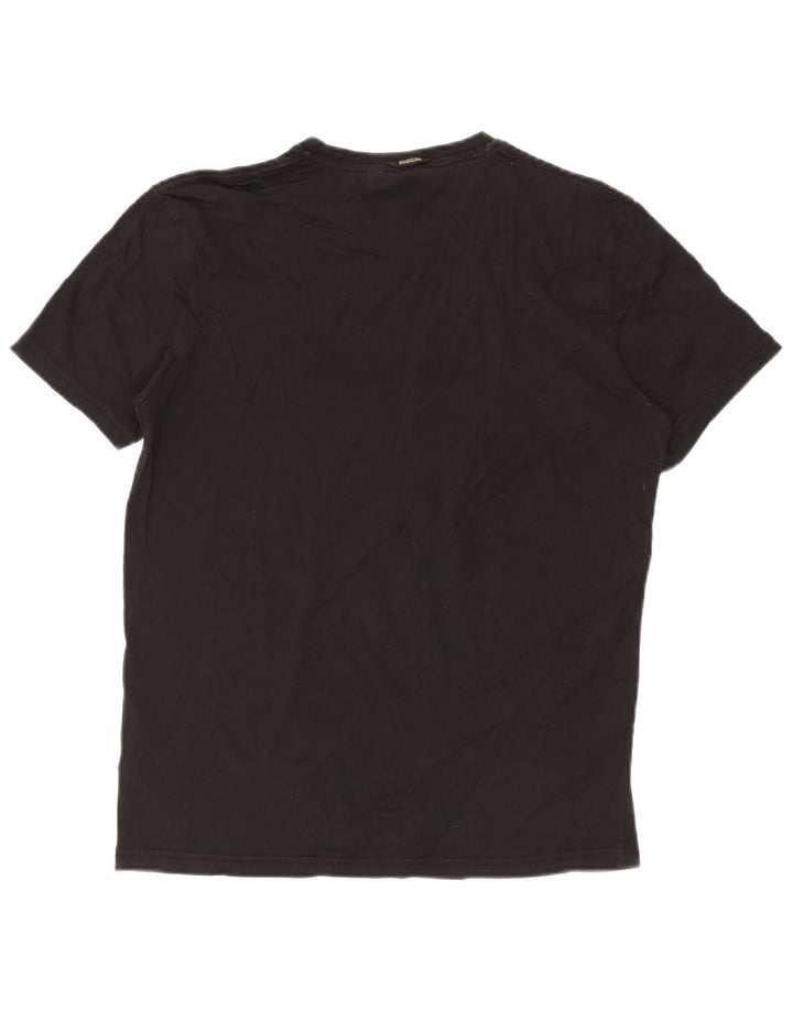 Napapijri Mens Graphic T-Shirt Top Medium Black Cotton
