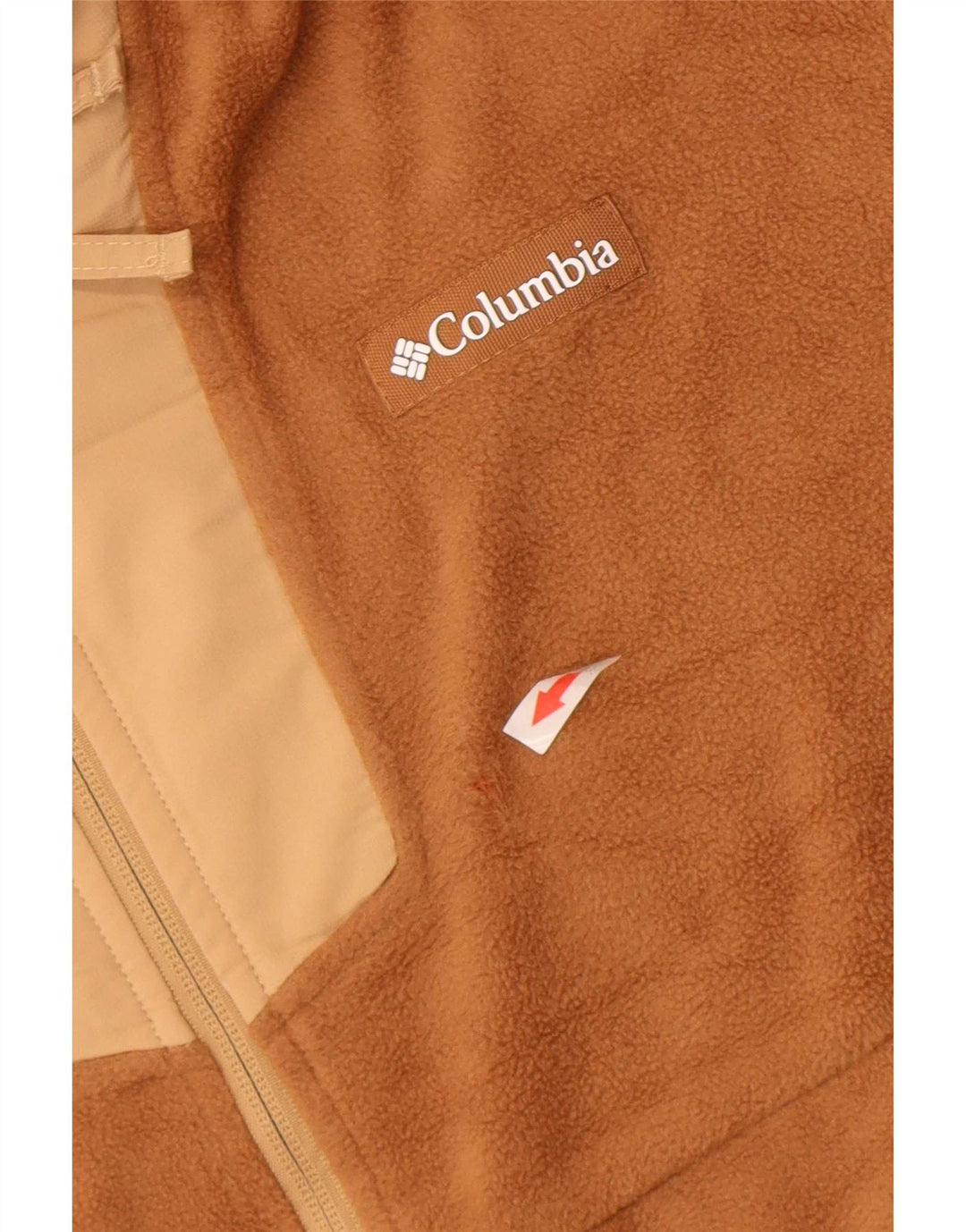 Columbia Mens Zip Neck Fleece Jumper Medium Brown Colourblock Polyester
