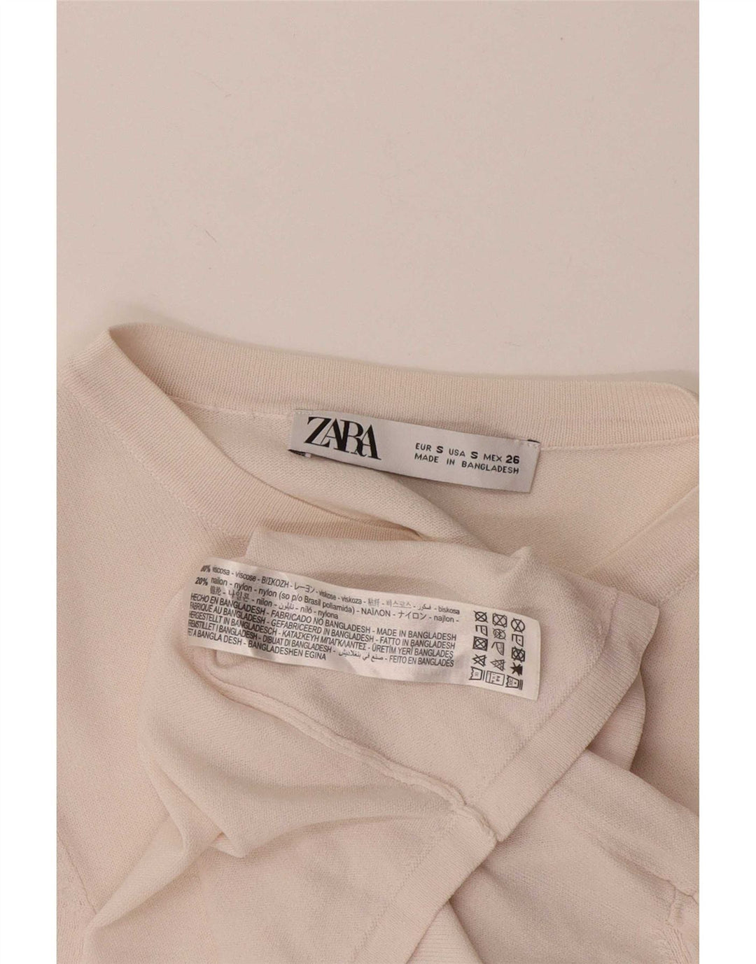 Zara Womens Crop T-Shirt Top UK 8 Small White Viscose