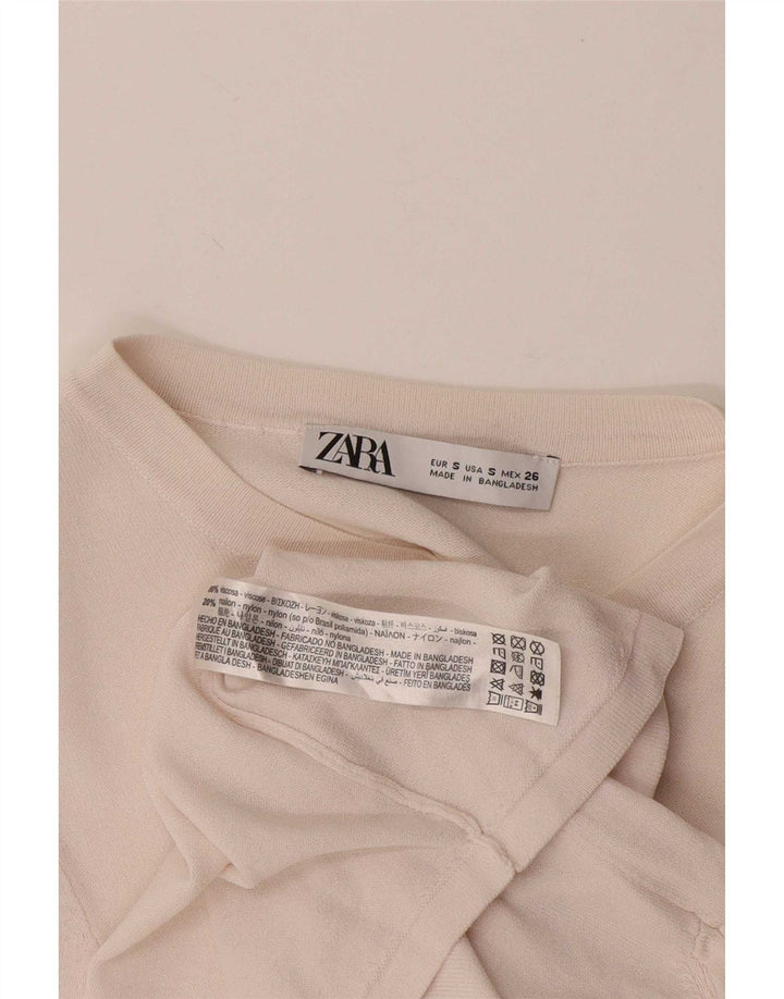 Zara Womens Crop T-Shirt Top UK 8 Small White Viscose