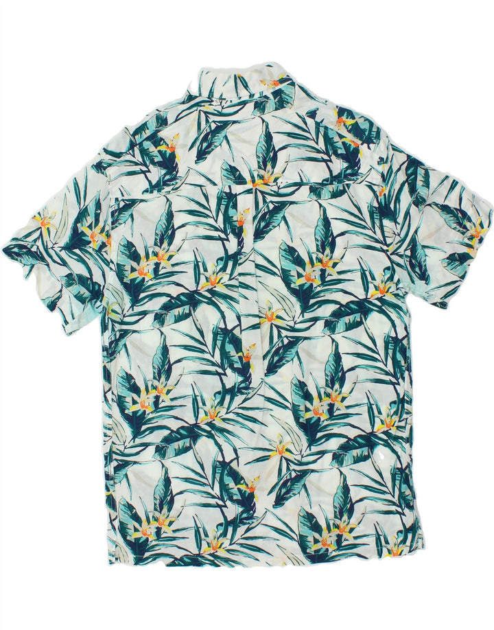 ANERKJENDT Mens Short Sleeve Shirt Medium Blue Floral Polyester Hawaiian Vintage Anerkjendt and Second-Hand Anerkjendt from Messina Hembry 
