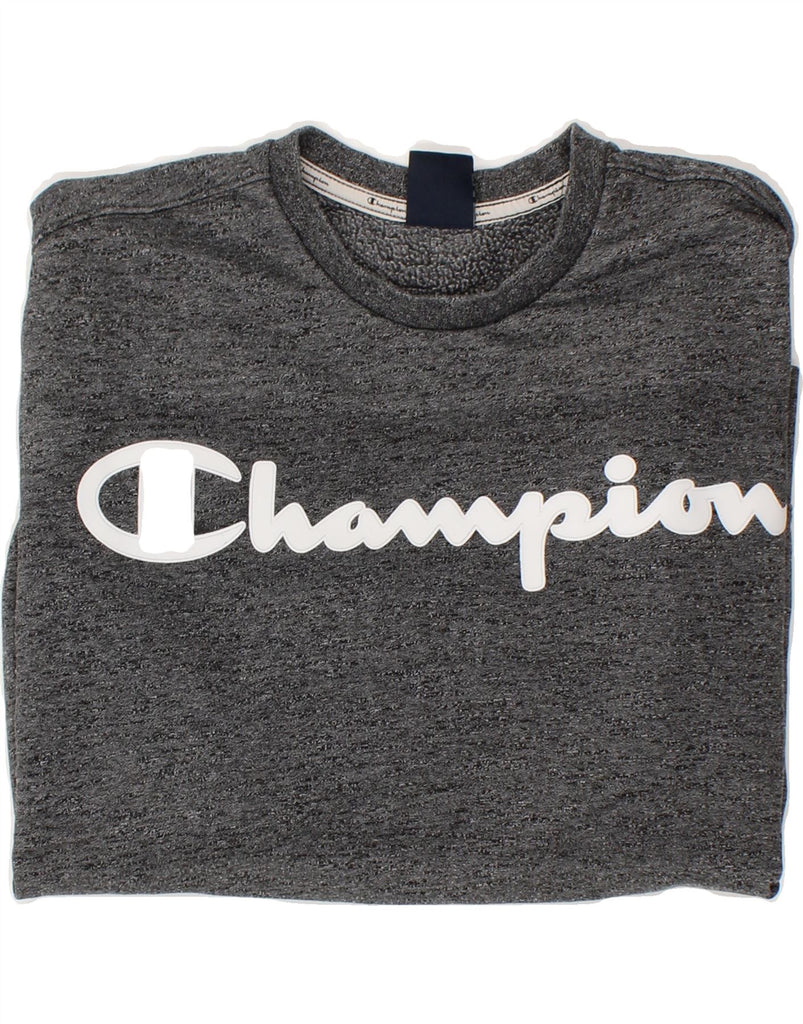 CHAMPION Mens Graphic Sweatshirt Jumper Small Grey Flecked Cotton Vintage Champion and Second-Hand Champion from Messina Hembry 