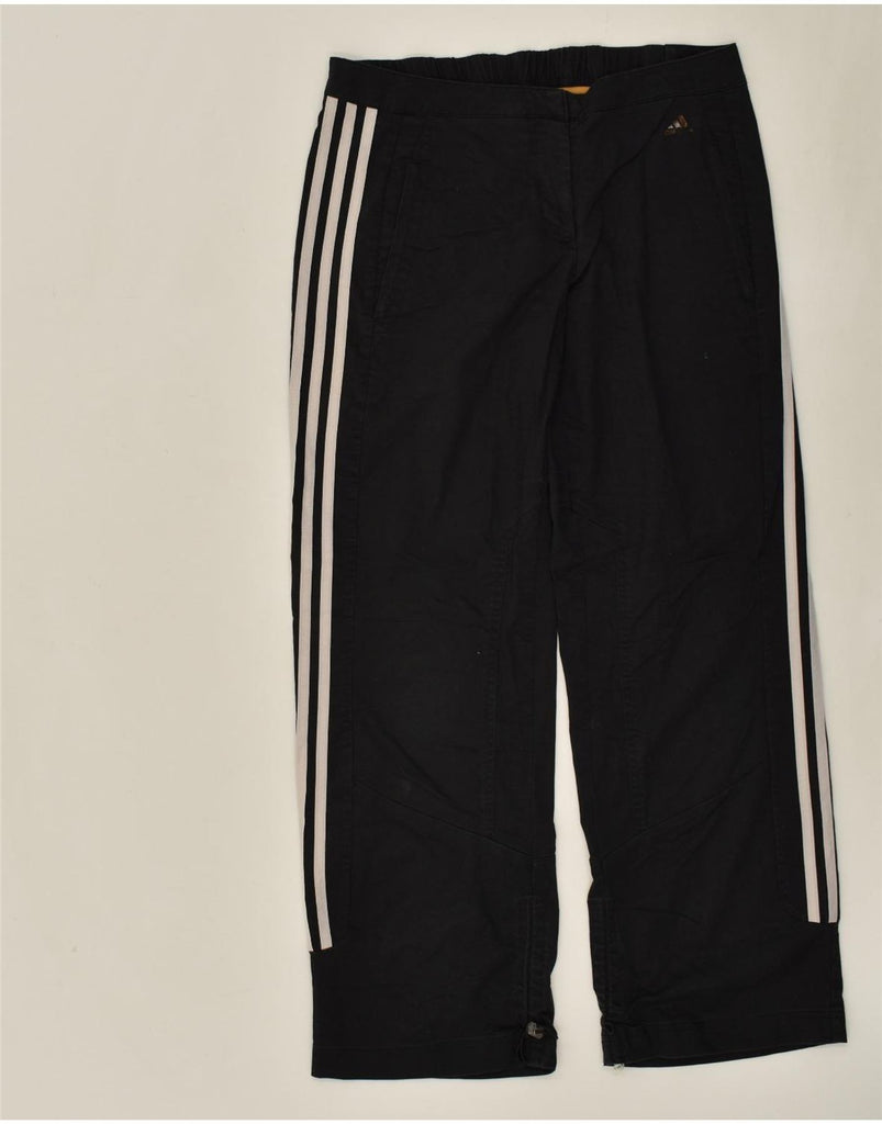 ADIDAS Womens Straight Chino Trousers UK 12 Medium W32 L28 Black Cotton | Vintage Adidas | Thrift | Second-Hand Adidas | Used Clothing | Messina Hembry 