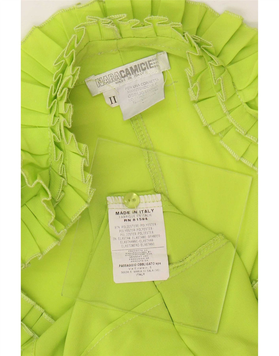 Naracamicee Womens 3/4 Sleeve Blouse Top UK 14 Medium Green Polyester