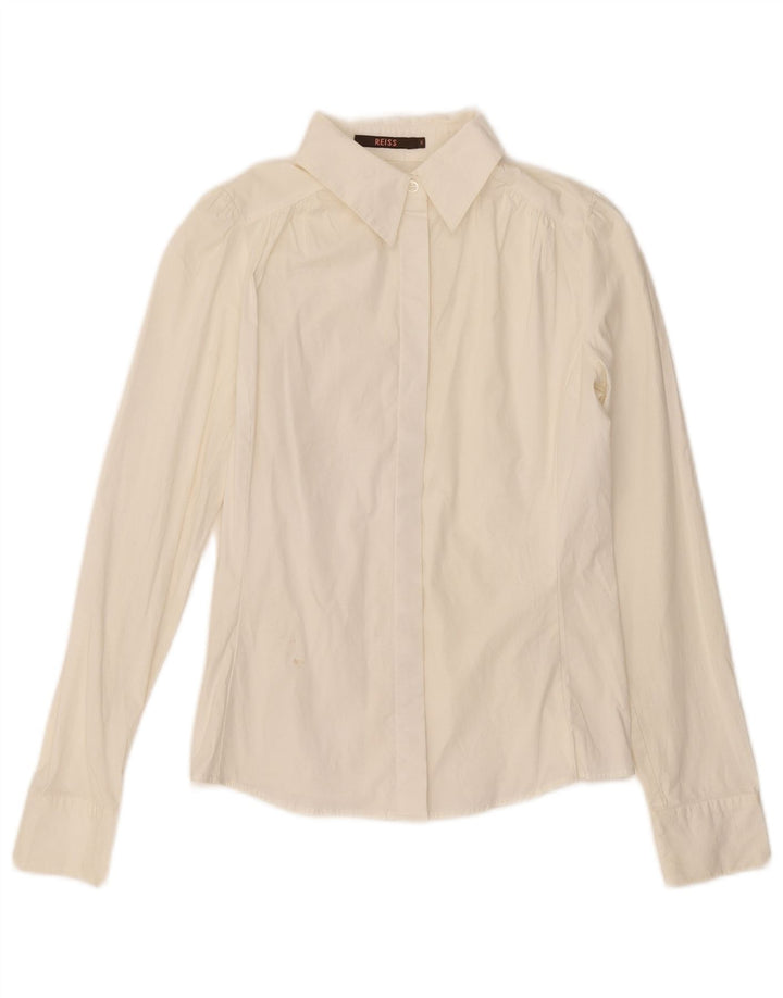 Reiss Womens Shirt UK 8 Small White Cotton