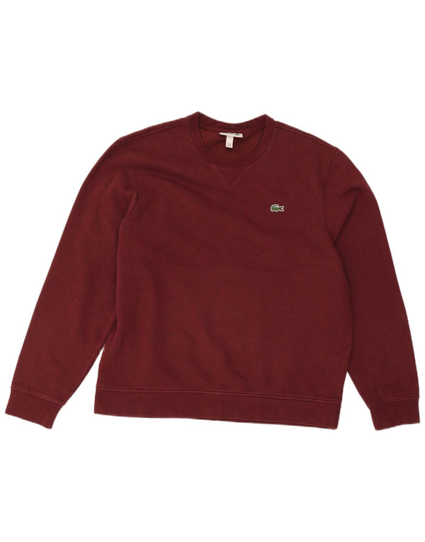 Lacoste Mens Sweatshirt Jumper Size 6 XL Burgundy Cotton