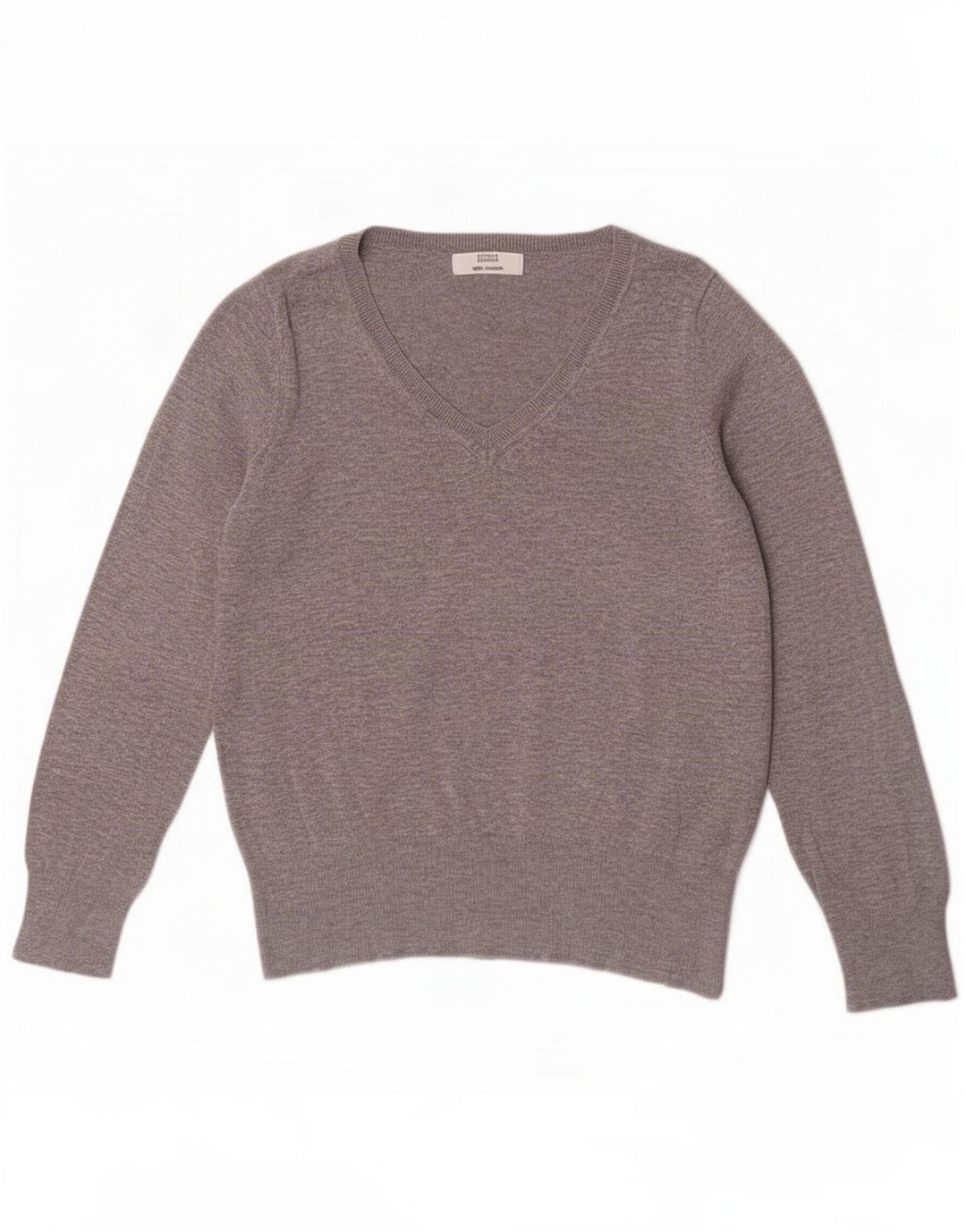Marks & Spencer Womens V-Neck Jumper Sweater UK 14 Medium Grey Viscose