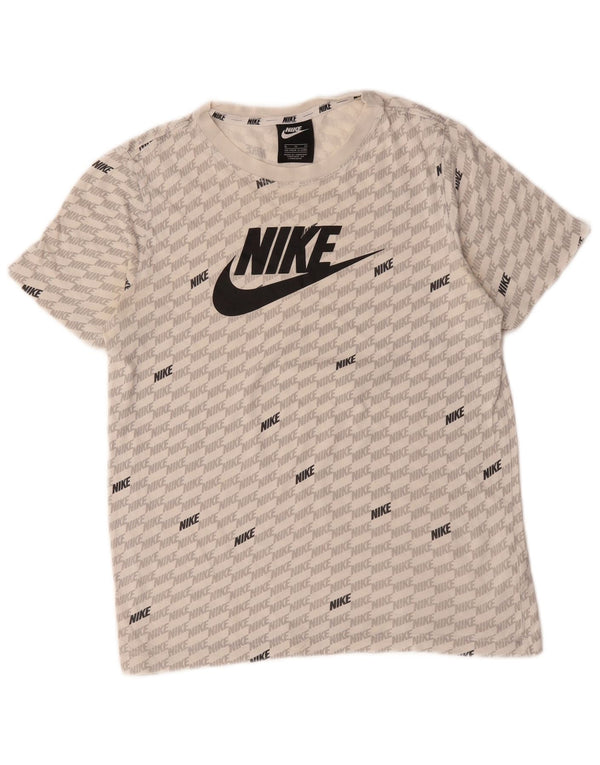 Nike Boys Graphic T-Shirt Top 13-14 Years XL White Geometric Cotton