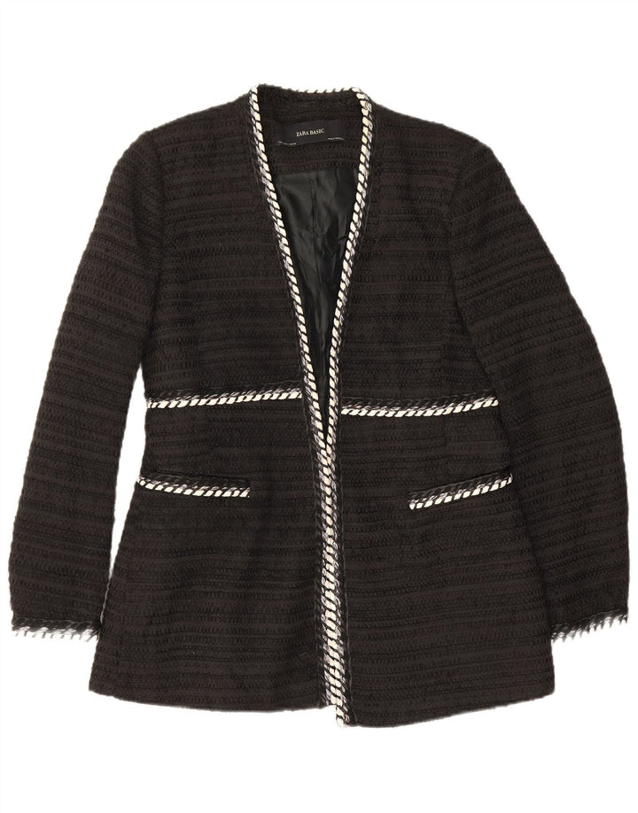 Zara Womens Open Blazer Jacket UK 14 Large Black