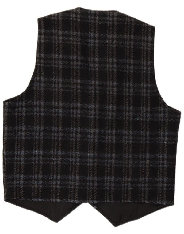 Vintage Womens Hamburg Waistcoat UK 16 Large Black Check Wool