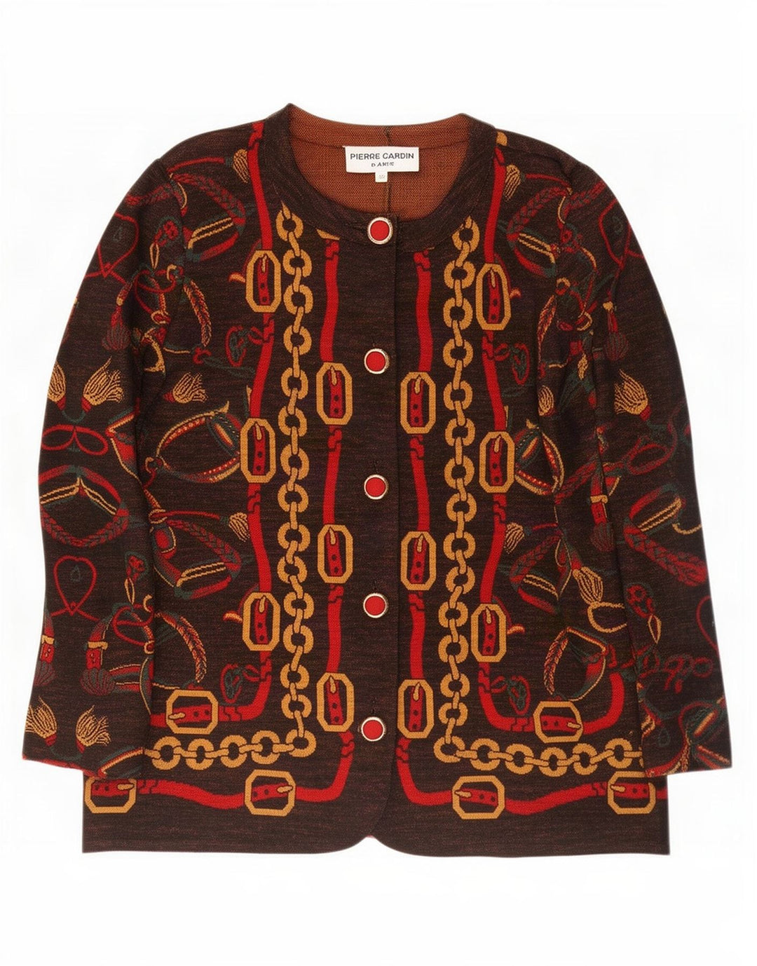 Pierre Cardin Womens Abstract Pattern 5 Button Blazer Jacket IT 48 XL Brown