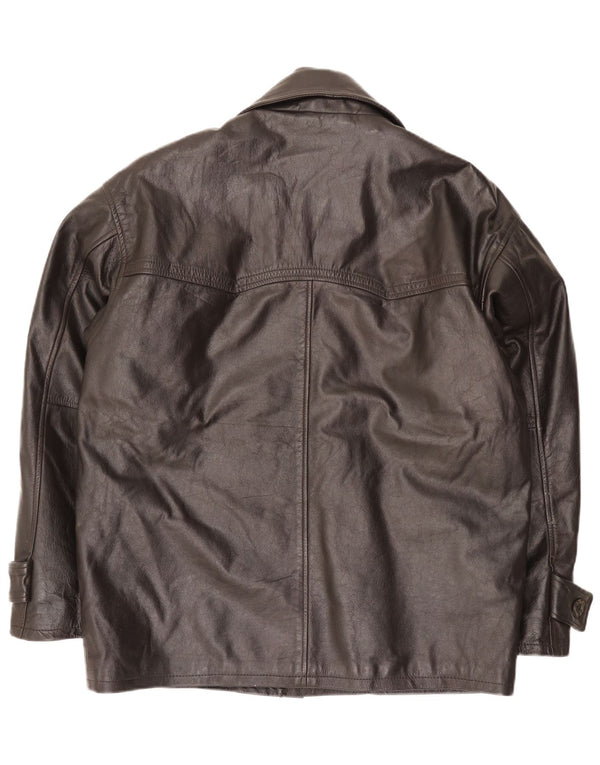 Vintage Mens Leather Jacket EU 52 XL Brown Leather