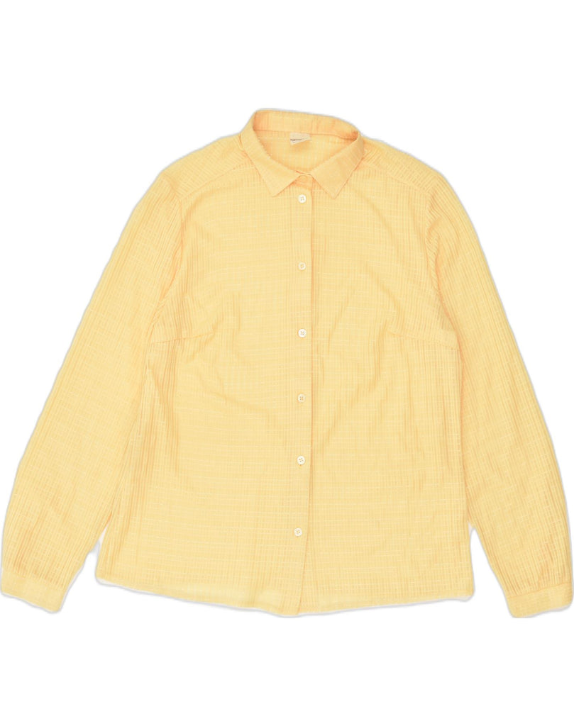 VINTAGE Womens Shirt UK 18 XL Yellow Check Polyester | Vintage Vintage | Thrift | Second-Hand Vintage | Used Clothing | Messina Hembry 