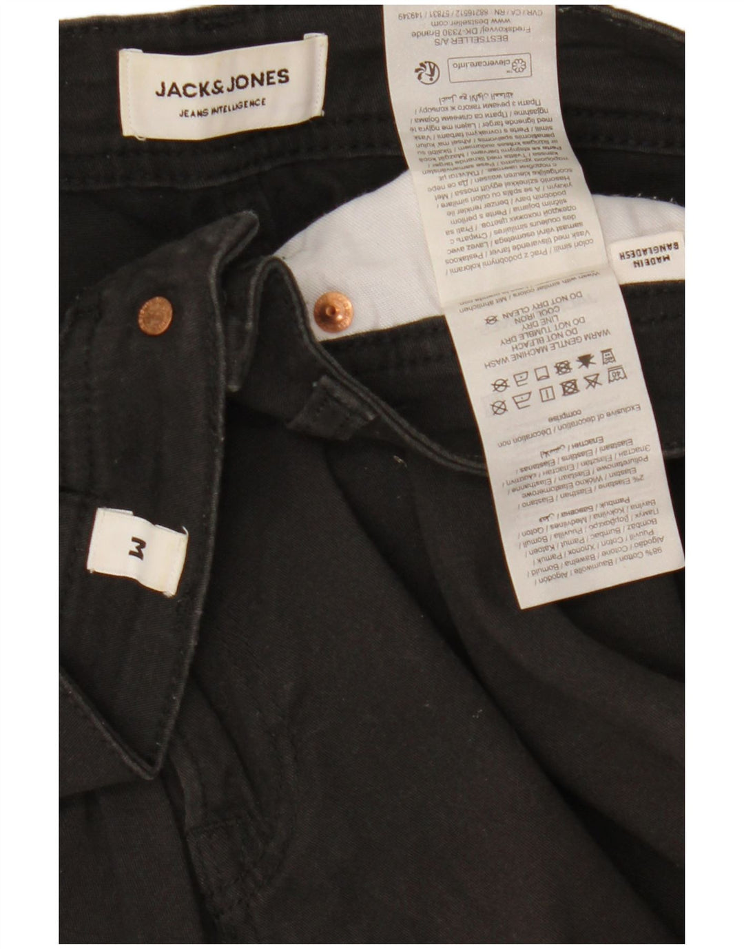 Jack & Jones Mens Regular Casual Shorts Medium W32 Black Cotton