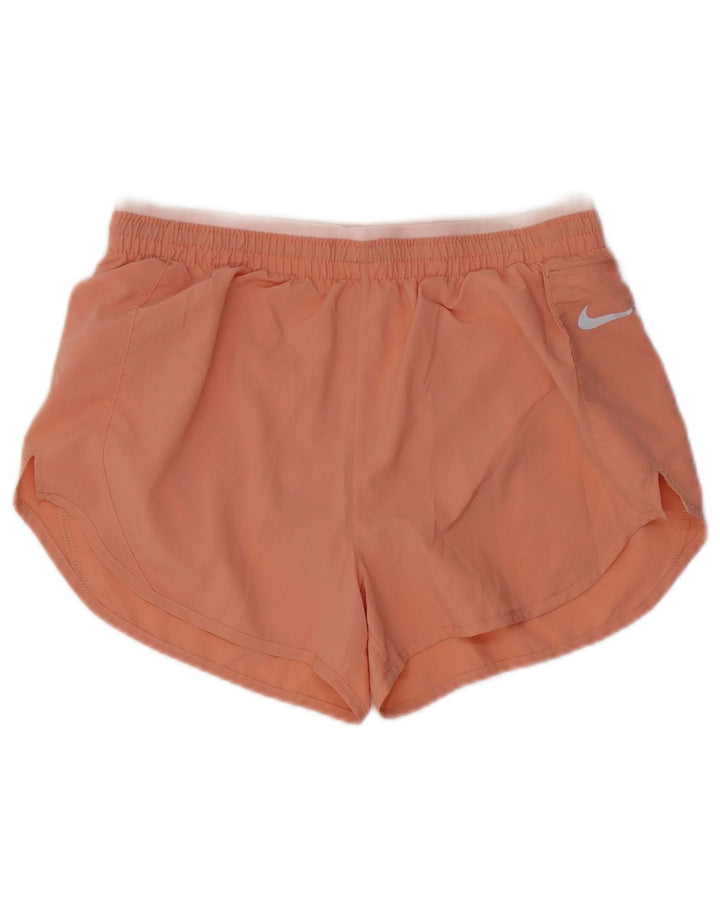 Nike Womens Sport Shorts UK 12 Medium Pink Striped Polyester