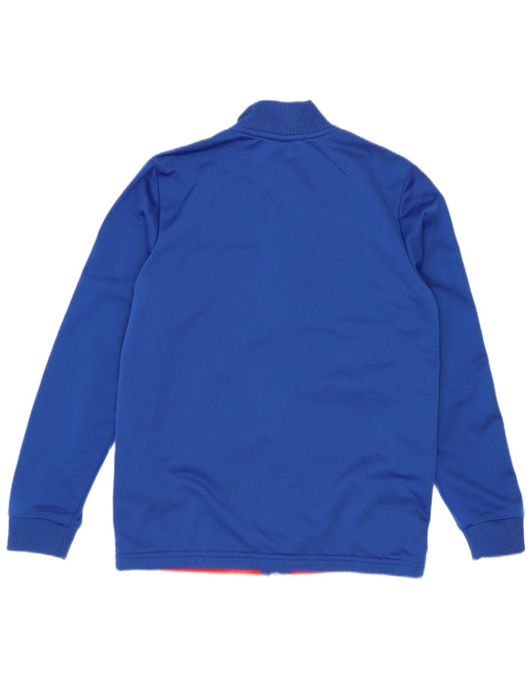 Adidas Boys Tracksuit Top Jacket 11-12 Years Blue Colourblock Polyester