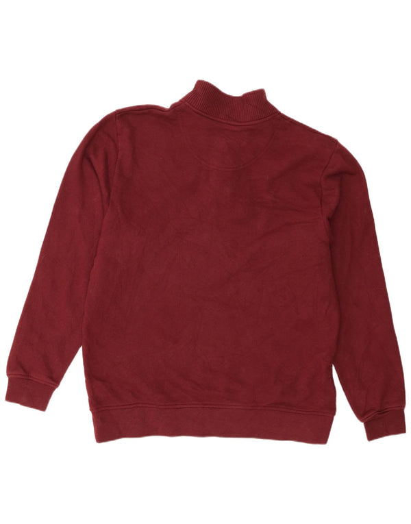 Orvis Mens Zip Neck Regular Fit Sweatshirt Jumper Large Burgundy Cotton