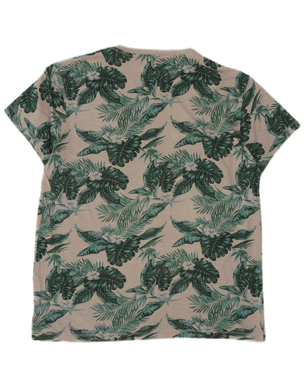 Grand & Hills Mens Graphic T-Shirt Top Small Grey Floral Cotton