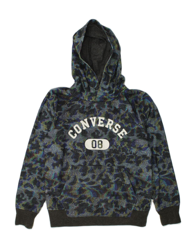 CONVERSE Girls Graphic Hoodie Jumper 8-9 Years Small  Grey Camouflage | Vintage Converse | Thrift | Second-Hand Converse | Used Clothing | Messina Hembry 