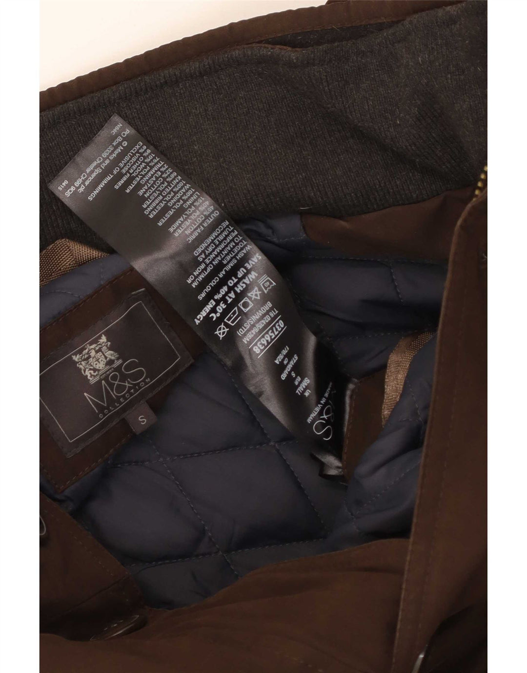 Marks & Spencer Mens Padded Coat UK 36 Small Brown Cotton