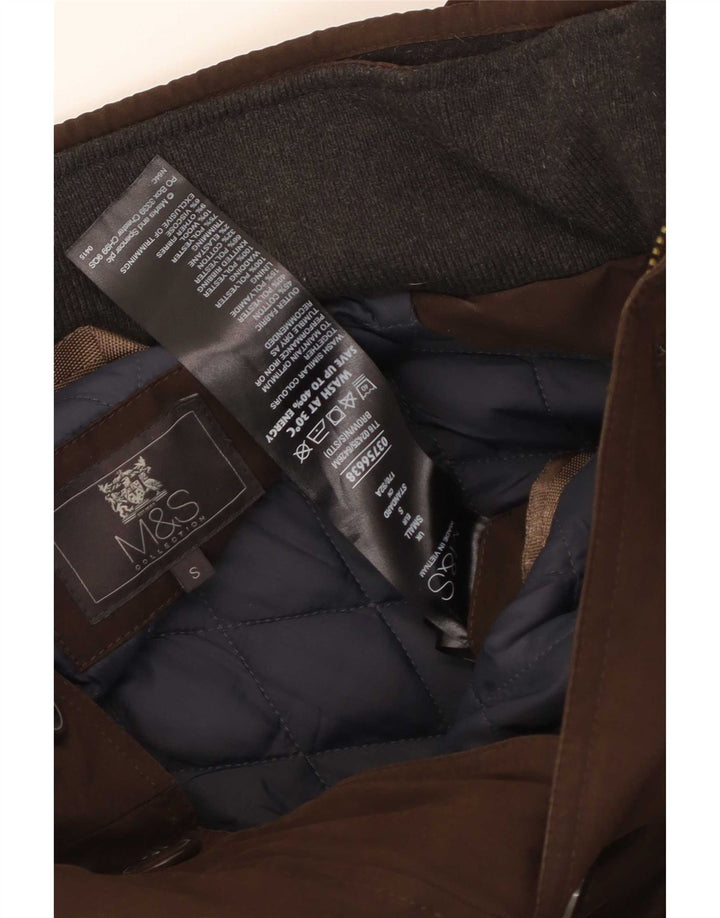 Marks & Spencer Mens Padded Coat UK 36 Small Brown Cotton