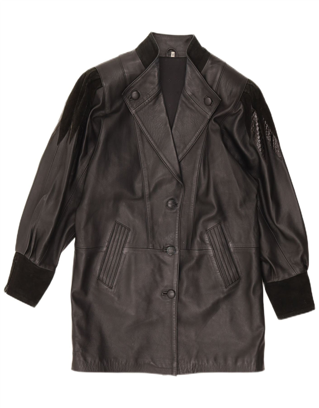 JEFFREY BROWNLEADER Womens Leather Coat UK 14 Large Black Leather