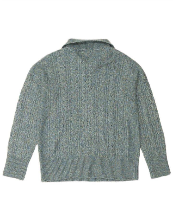 FAT FACE Womens Zip Neck Jumper Sweater UK 14 Large  Turquoise Nylon