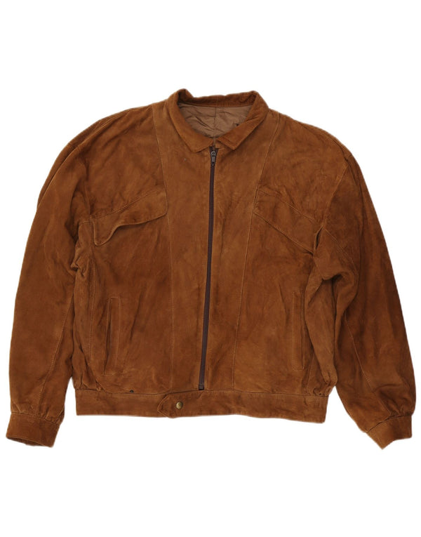 Vintage Mens Suede Jacket IT 48 Medium Brown
