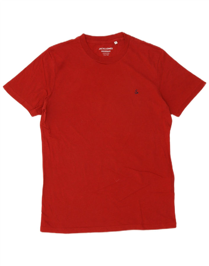 JACK & JONES Mens T-Shirt Top Large Red Cotton